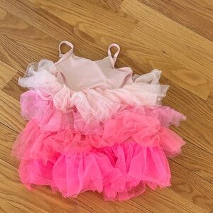 Girls Pink Ombre Tulle Ruffle Dress